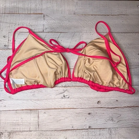 Old Navy Pink Ribbed Swim Top Tie Back Sexy Summer Beach Bikini Top 3X - Picture 3 of 13